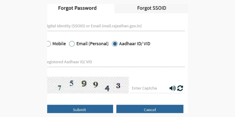 SSO ID Password Reset via Aadhaar ID and Virtual ID Biometric Authentication
