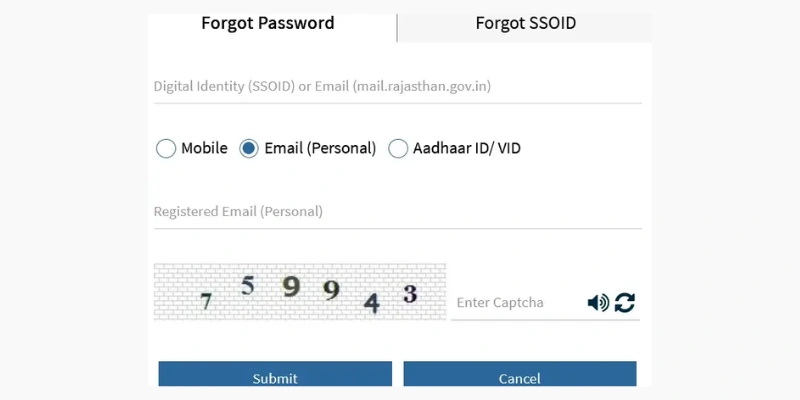 SSO ID Password Recovery Portal using Registered Email Address Verification Link